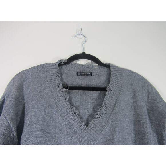 Honey Punch Sweater Womens Medium Distressed V Neck Coastal Nautical Neutral - Picture 4 of 9